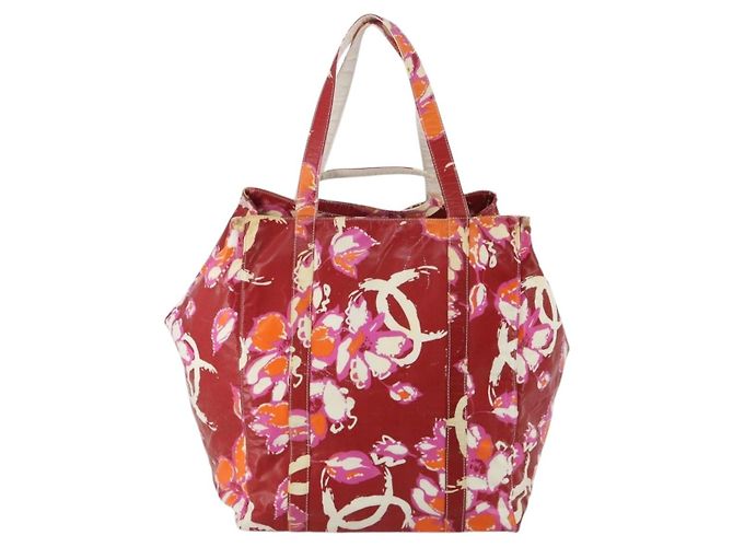 Borsa Tote CHANEL High Summer Line PVC Canvas Red CC Auth BA15144 Rosso - vista 2