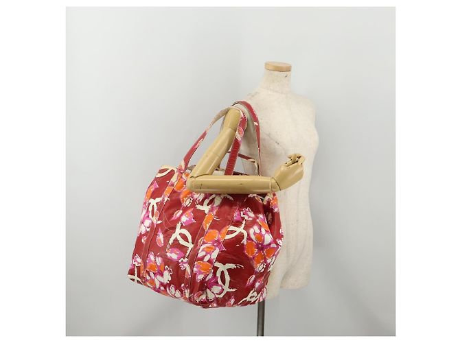 Borsa Tote CHANEL High Summer Line PVC Canvas Red CC Auth BA15144 Rosso - vista 25