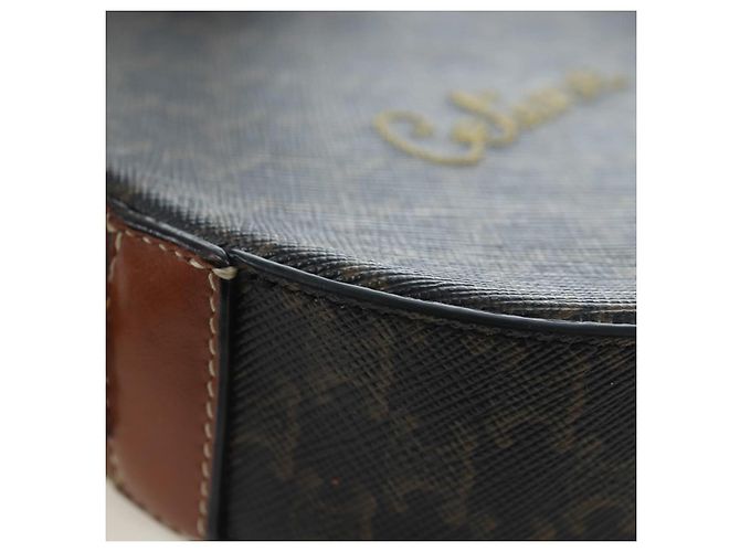 Céline Borsa a Tracolla Rotonda CELINE Triomphe PVC Nero Oro Auth 199654M D'oro - vista 18