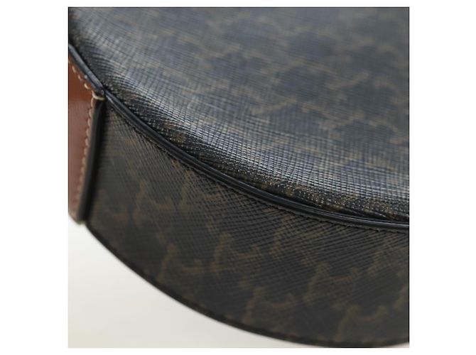 Céline Borsa a Tracolla Rotonda CELINE Triomphe PVC Nero Oro Auth 199654M D'oro - vista 20