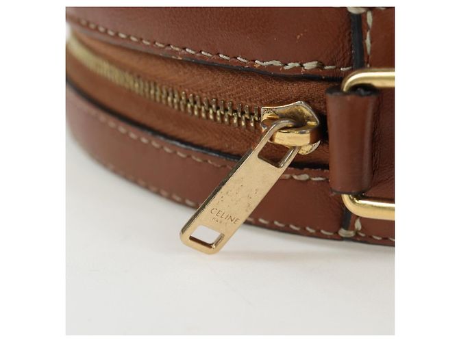 Céline Borsa a Tracolla Rotonda CELINE Triomphe PVC Nero Oro Auth 199654M D'oro - vista 23