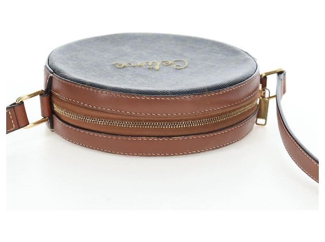 Céline Borsa a Tracolla Rotonda CELINE Triomphe PVC Nero Oro Auth 199654M D'oro - vista 6