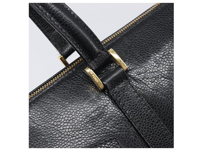 Borsa Boston FENDI in pelle nera e oro Auth 199674V Nero D'oro - vista 10