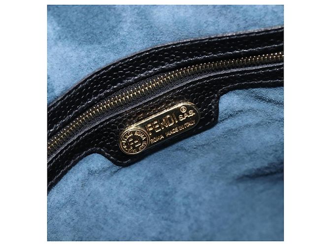 Borsa Boston FENDI in pelle nera e oro Auth 199674V Nero D'oro - vista 11