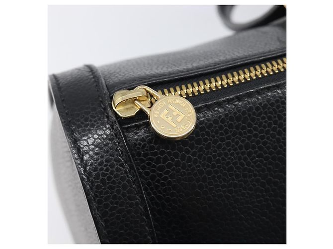 Borsa Boston FENDI in pelle nera e oro Auth 199674V Nero D'oro - vista 18