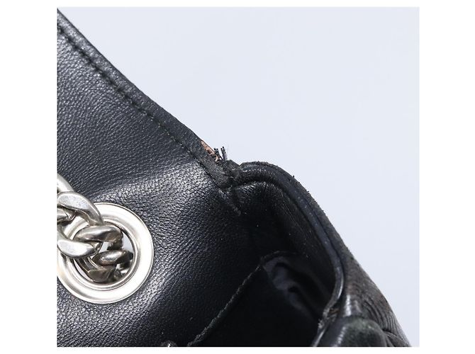 Borsa a tracolla Miu Miu Matelassé con catena in pelle nera e argento Auth 199113A Nero - vista 10