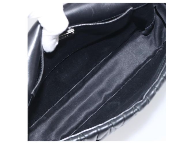 Borsa a tracolla Miu Miu Matelassé con catena in pelle nera e argento Auth 199113A Nero - vista 11