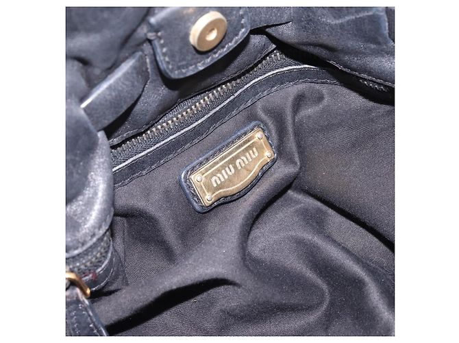 Borsa a tracolla Miu Miu in pelle nera e oro Auth yk20875M Nero - vista 10