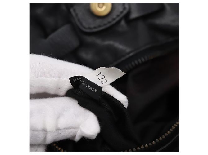Borsa a tracolla Miu Miu in pelle nera e oro Auth yk20875M Nero - vista 12