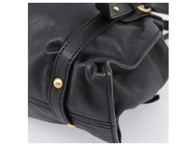 Borsa a tracolla Miu Miu in pelle nera e oro Auth yk20875M Nero - vista 14