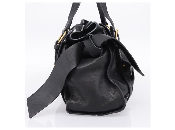 Borsa a tracolla Miu Miu in pelle nera e oro Auth yk20875M Nero - vista 3