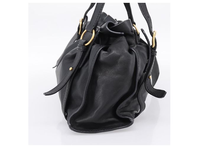 Borsa a tracolla Miu Miu in pelle nera e oro Auth yk20875M Nero - vista 4