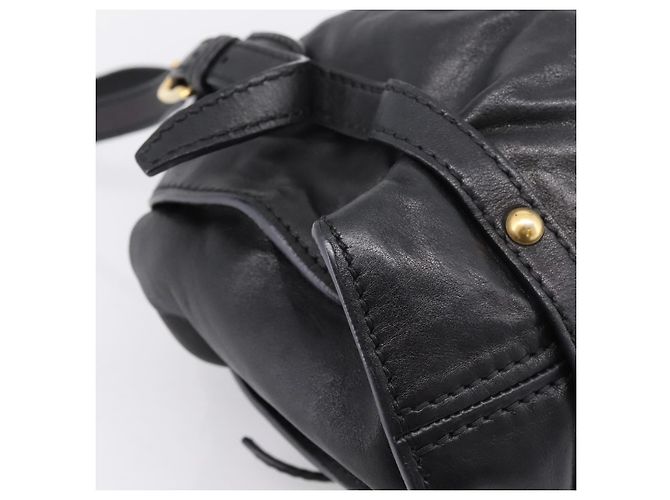 Borsa a tracolla Miu Miu in pelle nera e oro Auth yk20875M Nero - vista 9