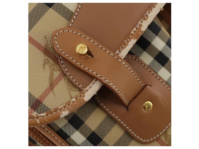 Borsa a Tracolla Burberrys Nova Check PVC Pelle Beige Tono Oro Auth BA14999 - vista 10