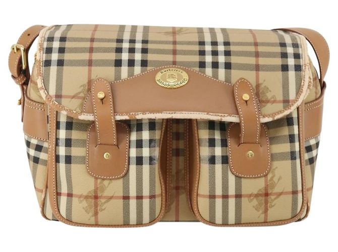 Borsa a Tracolla Burberrys Nova Check PVC Pelle Beige Tono Oro Auth BA14999 - vista 13
