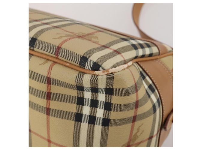 Borsa a Tracolla Burberrys Nova Check PVC Pelle Beige Tono Oro Auth BA14999 - vista 16