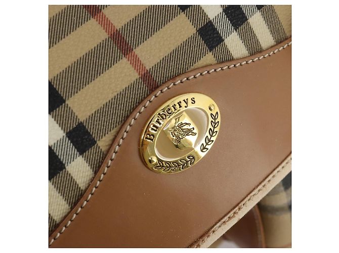 Borsa a Tracolla Burberrys Nova Check PVC Pelle Beige Tono Oro Auth BA14999 - vista 18