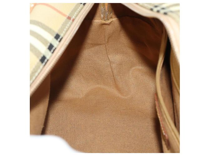 Borsa a Tracolla Burberrys Nova Check PVC Pelle Beige Tono Oro Auth BA14999 - vista 21