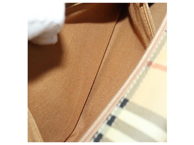 Borsa a Tracolla Burberrys Nova Check PVC Pelle Beige Tono Oro Auth BA14999 - vista 24