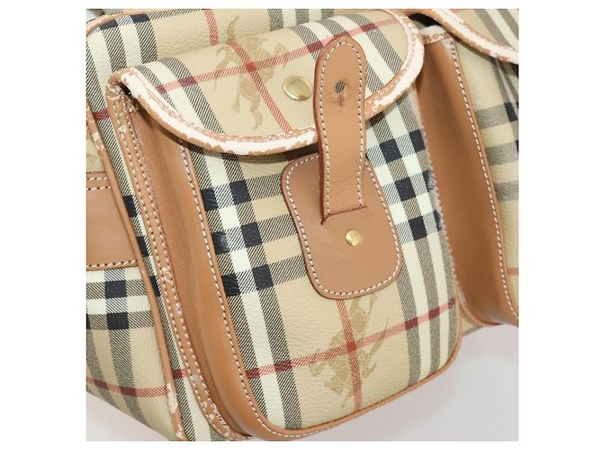 Borsa a Tracolla Burberrys Nova Check PVC Pelle Beige Tono Oro Auth BA14999 - vista 25
