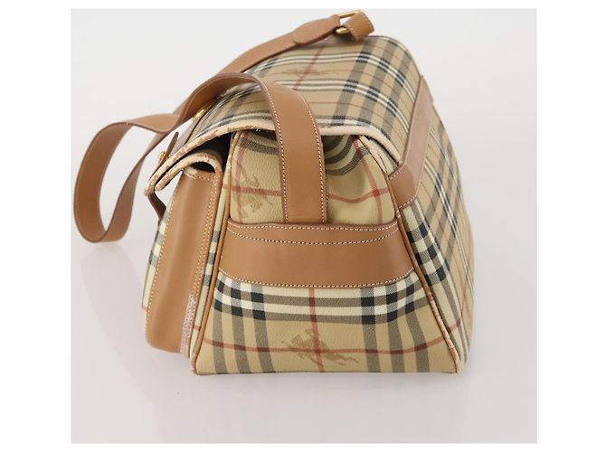 Borsa a Tracolla Burberrys Nova Check PVC Pelle Beige Tono Oro Auth BA14999 - vista 3
