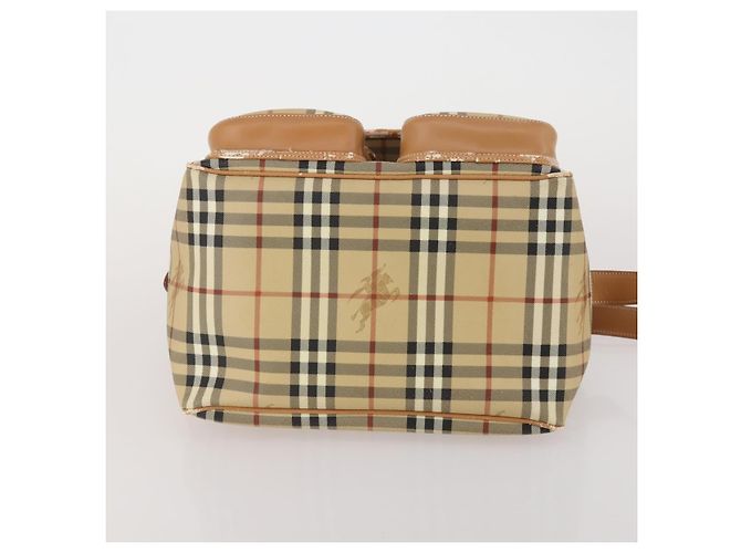 Borsa a Tracolla Burberrys Nova Check PVC Pelle Beige Tono Oro Auth BA14999 - vista 5