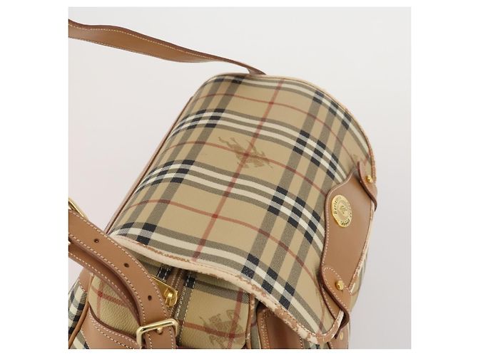 Borsa a Tracolla Burberrys Nova Check PVC Pelle Beige Tono Oro Auth BA14999 - vista 6