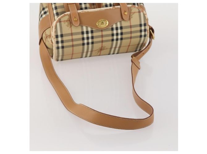 Borsa a Tracolla Burberrys Nova Check PVC Pelle Beige Tono Oro Auth BA14999 - vista 7