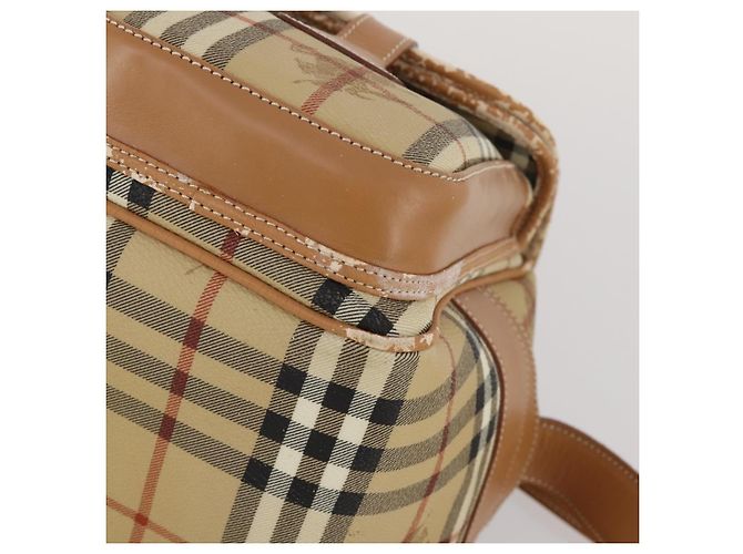Borsa a Tracolla Burberrys Nova Check PVC Pelle Beige Tono Oro Auth BA14999 - vista 8