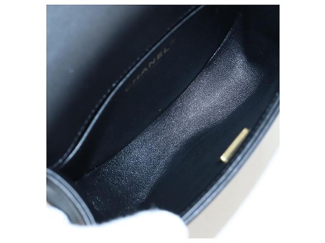 Borsa a Tracolla con Catena CHANEL Boy Chanel Pelle d'Agnello Nero Oro CC Auth BA14817SAM - vista 11