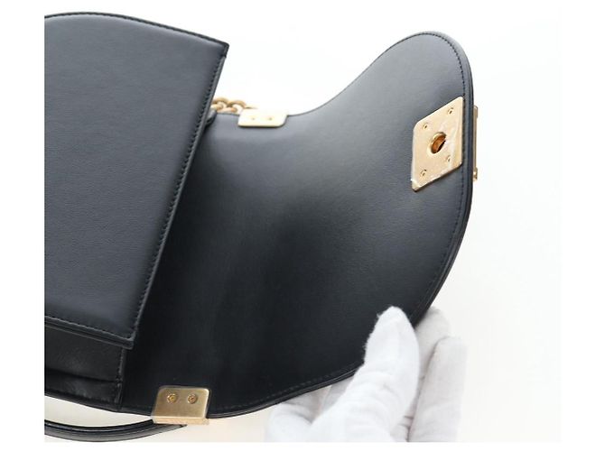 Borsa a Tracolla con Catena CHANEL Boy Chanel Pelle d'Agnello Nero Oro CC Auth BA14817SAM - vista 20