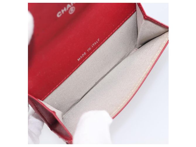Céline CELINE Matelasse Card Case Patent Red Silver Auth 198555 Silvery - view 11