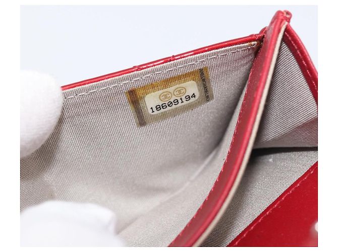 Céline CELINE Matelasse Card Case Patent Red Silver Auth 198555 Silvery - view 12