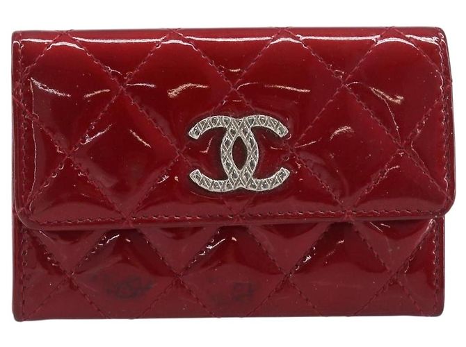 Céline CELINE Matelasse Card Case Patent Red Silver Auth 198555 Silvery - view 13