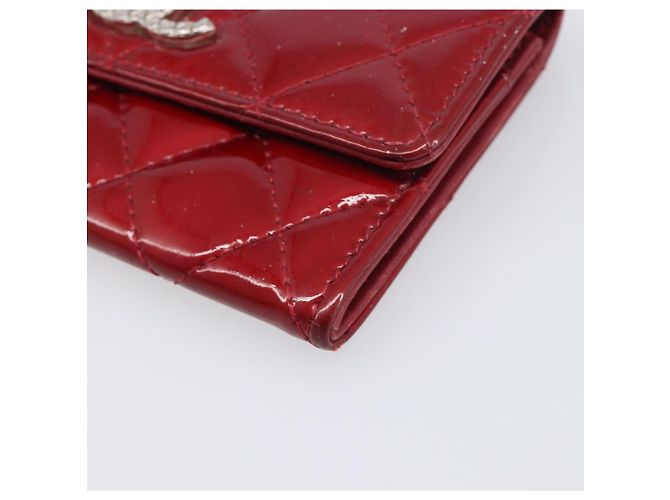 Céline CELINE Matelasse Card Case Patent Red Silver Auth 198555 Silvery - view 14
