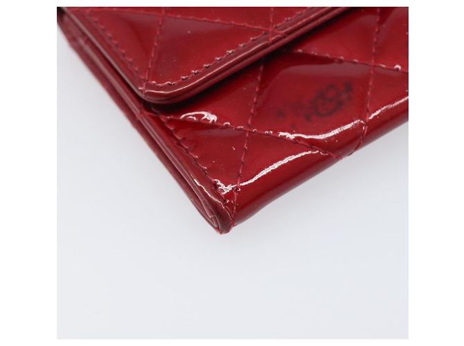Céline CELINE Matelasse Card Case Patent Red Silver Auth 198555 Silvery - view 15