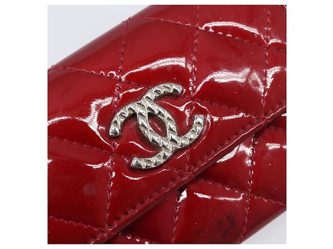 Céline CELINE Matelasse Card Case Patent Red Silver Auth 198555 Silvery - view 18