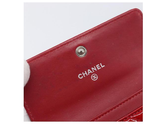Céline CELINE Matelasse Card Case Patent Red Silver Auth 198555 Silvery - view 19