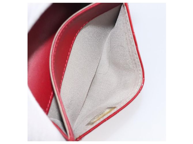 Céline CELINE Matelasse Card Case Patent Red Silver Auth 198555 Silvery - view 20
