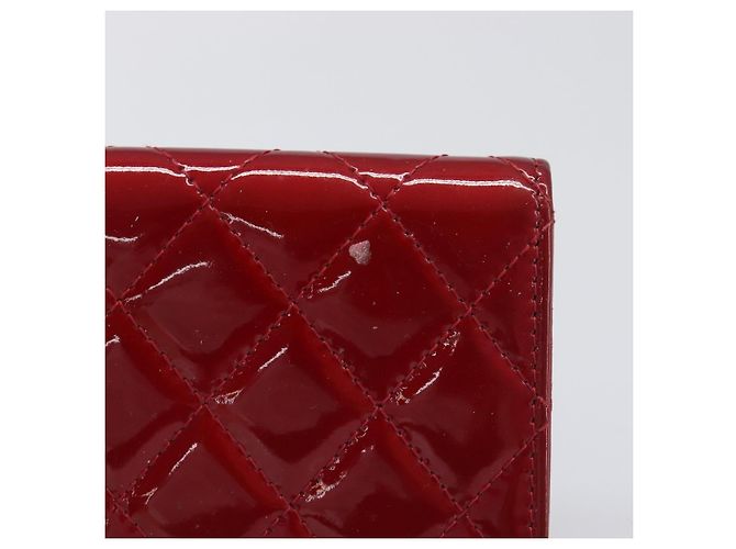 Céline CELINE Matelasse Card Case Patent Red Silver Auth 198555 Silvery - view 3
