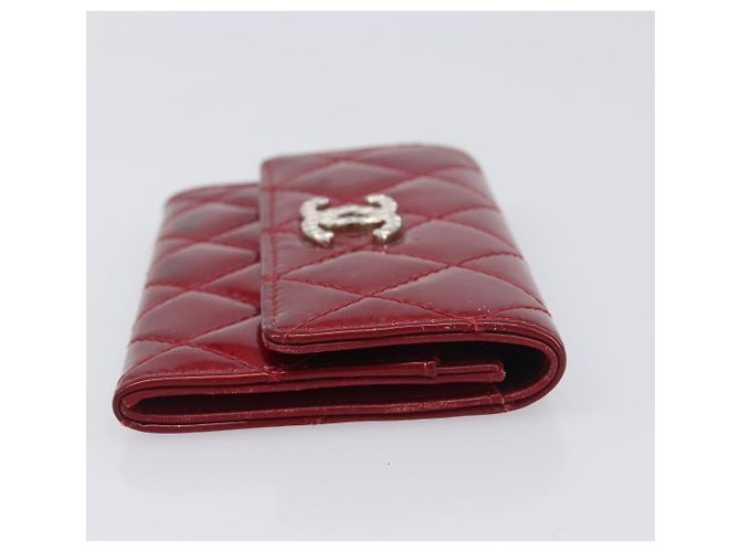 Céline CELINE Matelasse Card Case Patent Red Silver Auth 198555 Silvery - view 4