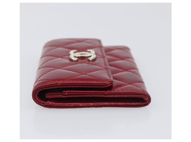 Céline CELINE Matelasse Card Case Patent Red Silver Auth 198555 Silvery - view 5