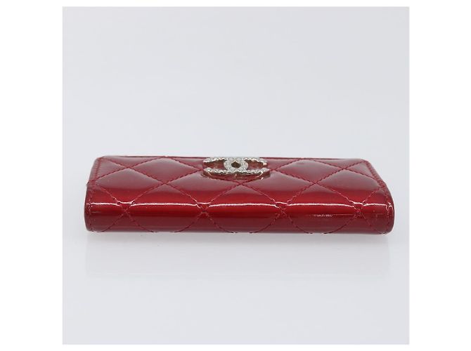 Céline CELINE Matelasse Card Case Patent Red Silver Auth 198555 Silvery - view 6