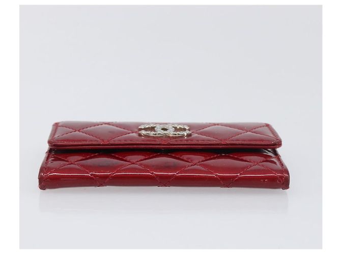 Céline CELINE Matelasse Card Case Patent Red Silver Auth 198555 Silvery - view 7