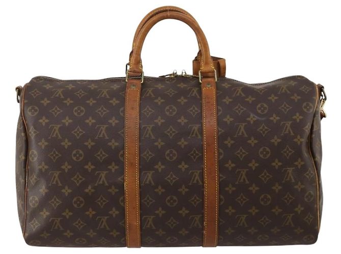 LOUIS VUITTON Monogram Keepall Bandouliere 50 Borsa Boston M41416 LV Auth BA14658 Monogramma - vista 2