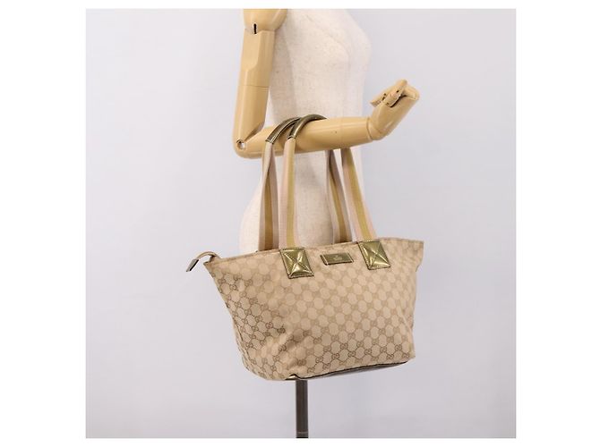 Borsa Tote GUCCI GG Canvas Sherry Line Beige 131230 Auth 197665 - vista 24