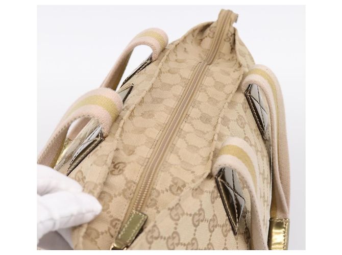 Borsa Tote GUCCI GG Canvas Sherry Line Beige 131230 Auth 197665 - vista 6