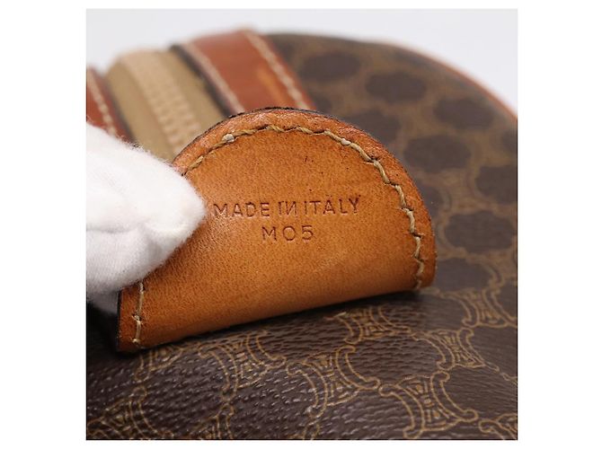 Céline Borsa Boston CELINE Macadam Canvas PVC Leather Brown Gold Auth 197619 Marrone D'oro - vista 12