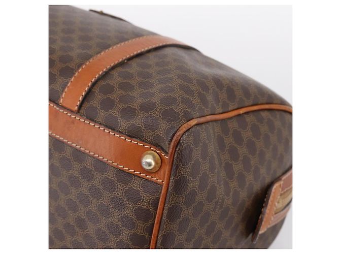 Céline Borsa Boston CELINE Macadam Canvas PVC Leather Brown Gold Auth 197619 Marrone D'oro - vista 14