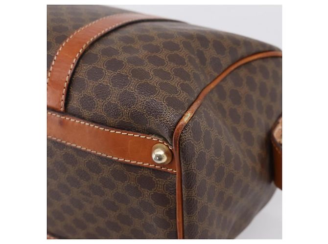 Céline Borsa Boston CELINE Macadam Canvas PVC Leather Brown Gold Auth 197619 Marrone D'oro - vista 15